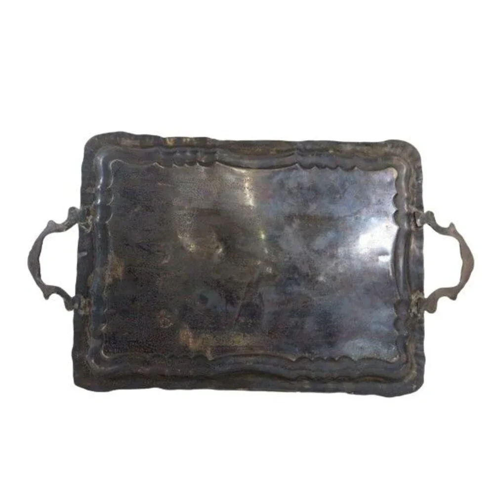 Vintage Egyptian Figural Horse Chariot Copper Silver Metal Serving Platter Tray - Picture 13 of 13